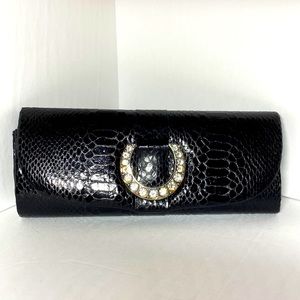 Black rhinestone Horseshoe clutch EUC